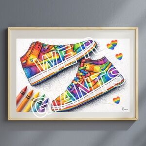 Rainbow Sneaker Wall Art Print 17x11 Pride LGBTQ Streetwear Fashion Wall Decor